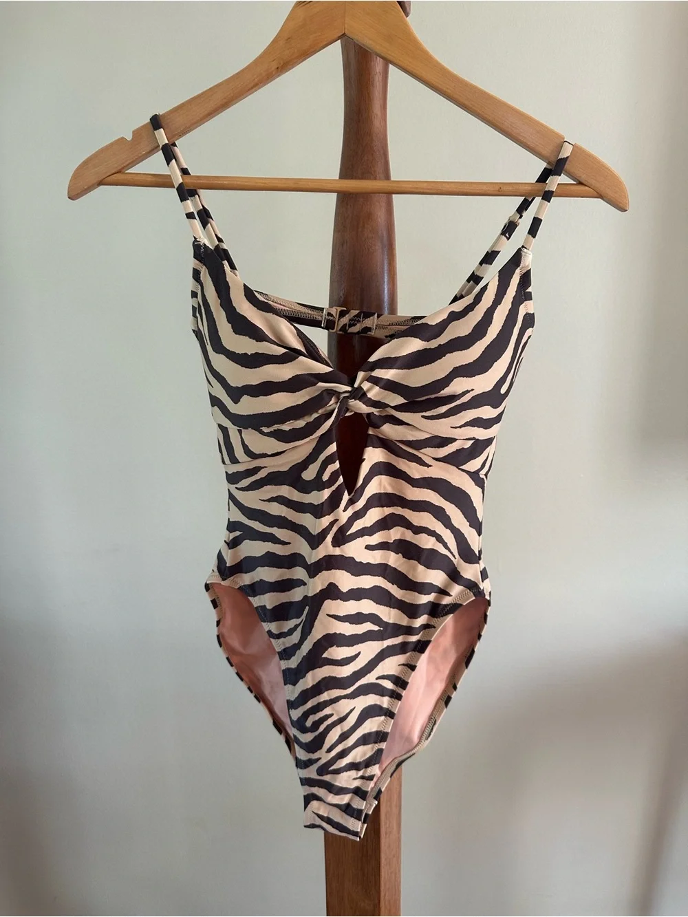 J. Crew Zebra-Print One-Piece Swimsuit in Beige and Black